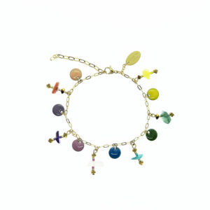BRACELET DORÉ BRELOQUES CHIPS MULTI