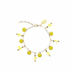 BRACELET DORÉ BRELOQUES CHIPS JAUNE