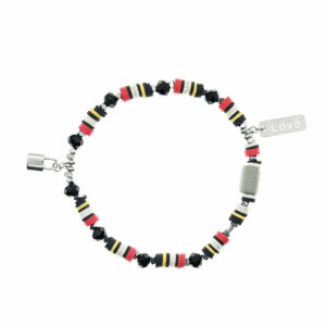 BRACELET HOMME ÉLASTIQUE BLACK-ROUGE