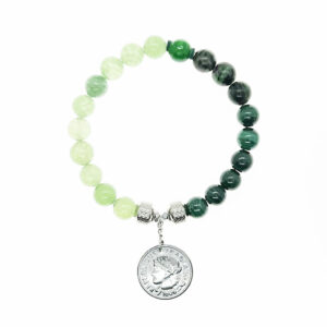 BRACELET ELASTIQUE PIECE DE MONNAIE VERT